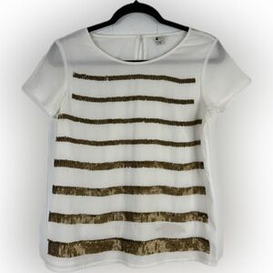 Kut from the Kloth Bronze Sequin Sheer Blouse Small